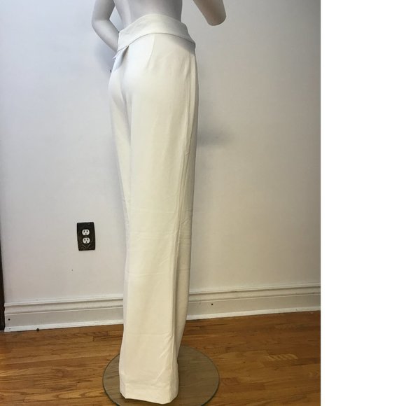 NEW PLUS SIZE 14 Le Chateau High Waist Modern Fit Ivory off White Wide Leg Pants - Picture 3 of 7